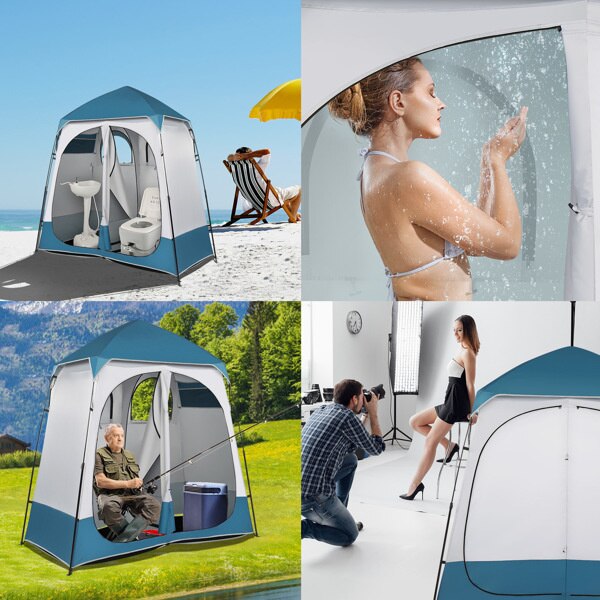 Cheap Goat Tents Waterproof Beach Tents Outdoor Camping Shelter Oxford Cloth Durable Double People Dressing Tent 229*229*122cm   